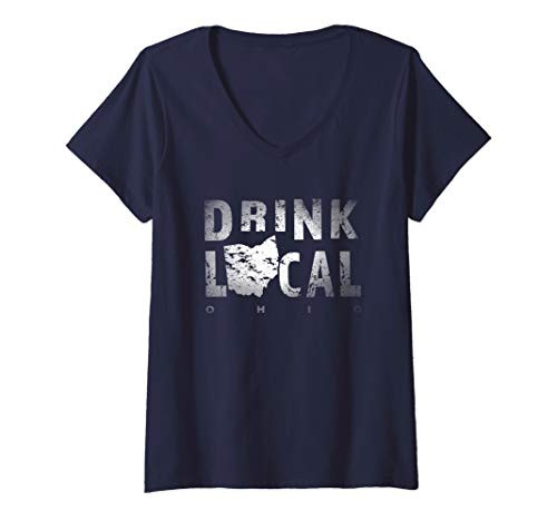 Womens Drink Local Ohio Craft Beer OH Breweries Souvenir Gift V-Neck T-Shirt Womens Drink Local Ohio Craft Beer OH Breweries Souvenir Gift V-Neck T-Shirt