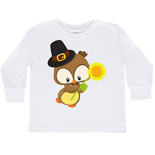 inktastic Thanksgiving Owl Brown Owl Toddler Long Sleeve T-Shirt 4T White 3a0c0