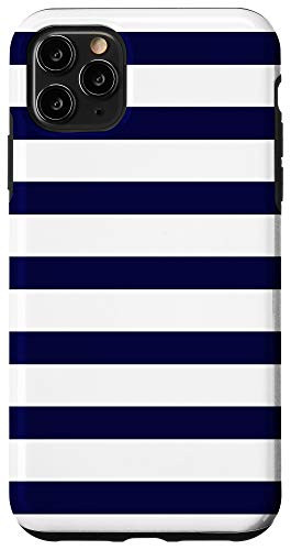 iPhone 11 Pro Max Navy Blue White Stripes Striped Modern Simple Pattern Design Case