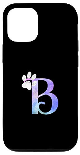 iPhone 12/12 Pro Letter B watercolor cat dog paw monogram initial B Case