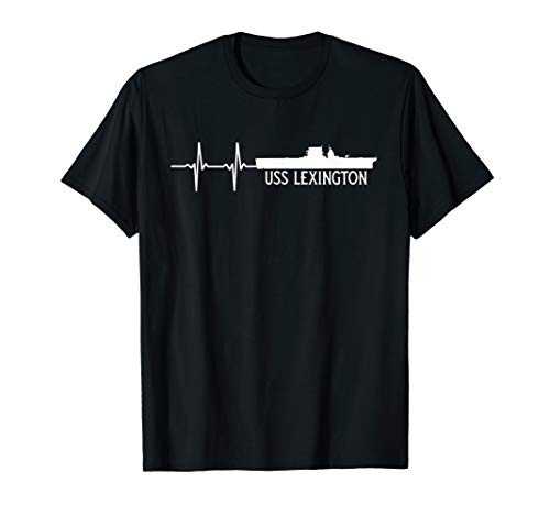 EKG Heartbeat USS Lexington CV-2 Aircraft Carrier T-Shirt
