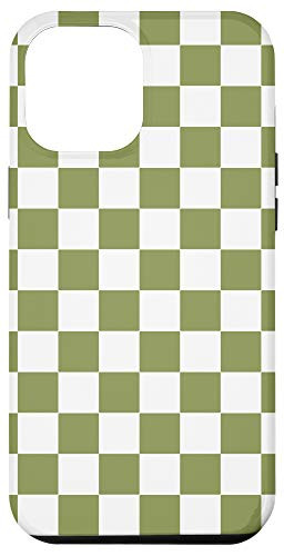 iPhone 12 Pro Max Retro Aesthetic Olive Green Checkered Pattern Gift Cute Case