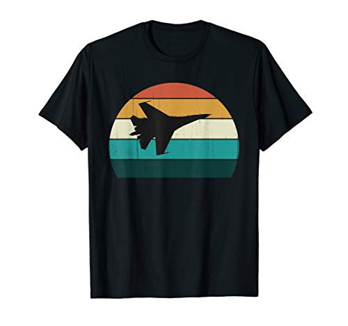 Retro Fighter Aircraft Pilot - Vintage Sunset Military Jet T-Shirt
