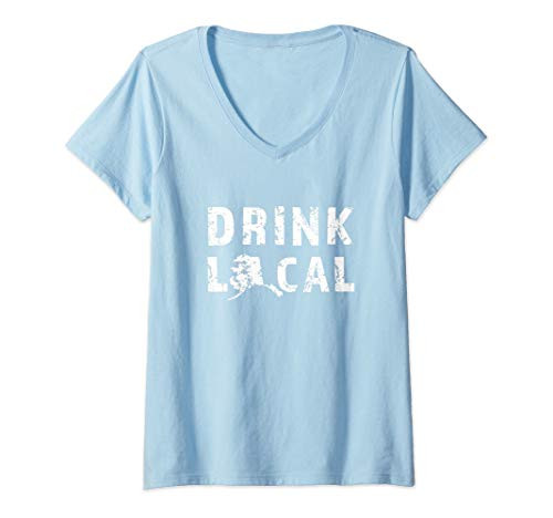 Womens Drink Local Alaska Craft Beer AK Brewers  and  Breweries Gift V-Neck T-Shirt