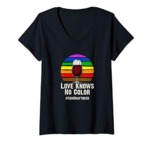 Womens Love Knows No Color Craft Beer Diversity Pride Gift V-Neck T-Shirt
