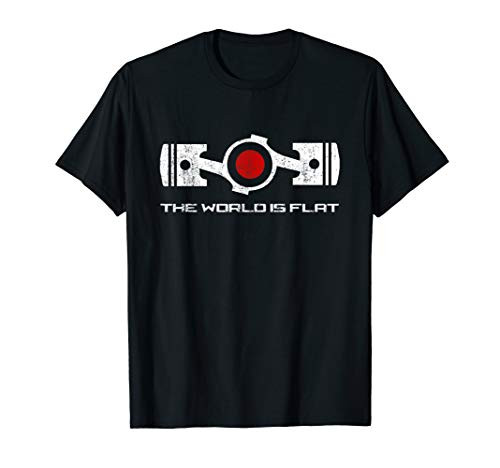 The World Is Flat Opposed Cylinder Engine Japan Flag T-Shirt