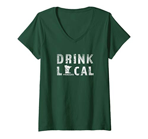 Womens Drink Local Minnesota Craft Beer MN Breweries Souvenir V-Neck T-Shirt