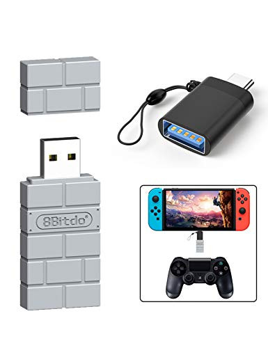 KenSera 8Bitdo Wireless Controller USB Wireless Adapter Converter/Receiver Compatible with Nintendo Switch Playstation PS4 PS5 PC Windows MacOS Android Raspberry Pi etc with a OTG Adapter