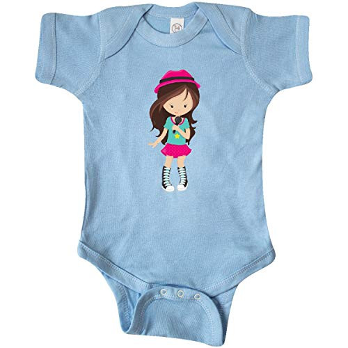 inktastic Rock Girl Brown Hair Band Infant Creeper 18 Months Light Blue 39e38