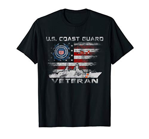US Coast Guard Veteran T shirt Vintage Veteran Flag Tees T-Shirt