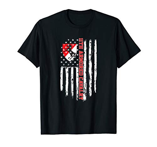 11th Armored Cavalry Regiment -11th ACR- American Flag T-Shirt