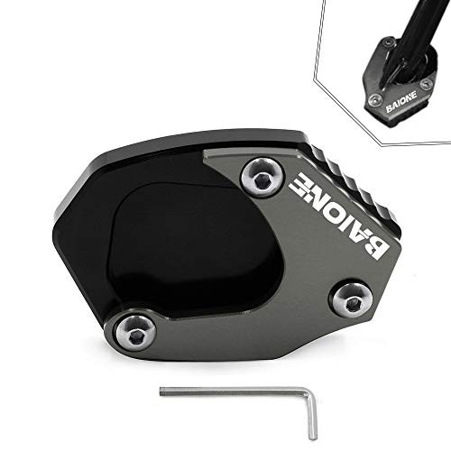 BAIONE Motorcycle Kickstand Extension Pad Aluminum Extender Foot Side Stand Support Plate for SYM FNX150 2019-Titanium-