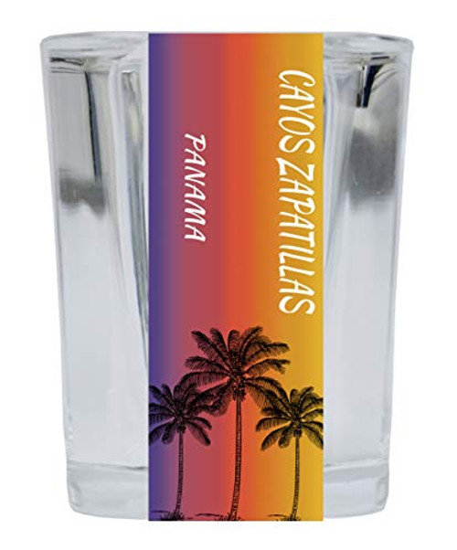 Cayos Zapatillas Panama 2 Ounce Square Shot Glass Palm Tree Design 4-Pack