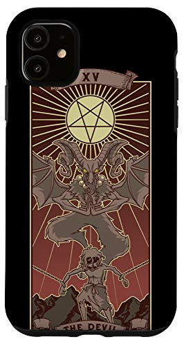 iPhone 11 The Devil Tarot Card XV Pentagram Goth Vintage Pagan Wicca Case