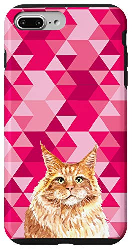 iPhone 7 Plus/8 Plus Orange Cat Pink Triangle Camouflage Camo Pattern Case