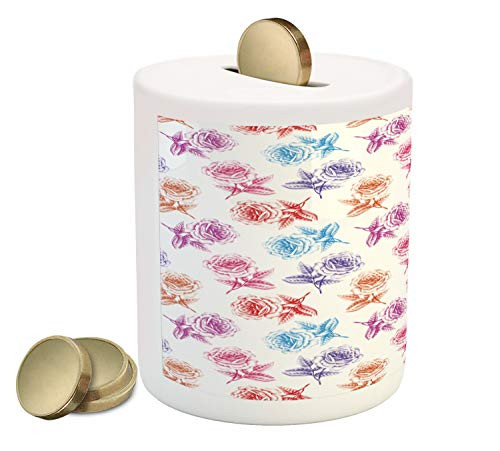 Ambesonne Floral Piggy Bank Rose Petals Romantic Blossoming Nature in Digital Style Pattern Display Printed Ceramic Coin Bank Money Box for Cash Saving Multicolor Ambesonne Floral Piggy Bank Rose Petals Romantic Blossoming Nature in Digital Style Pattern Display Printed Ceramic Coin Bank Money Box for Cash Saving Multicolor