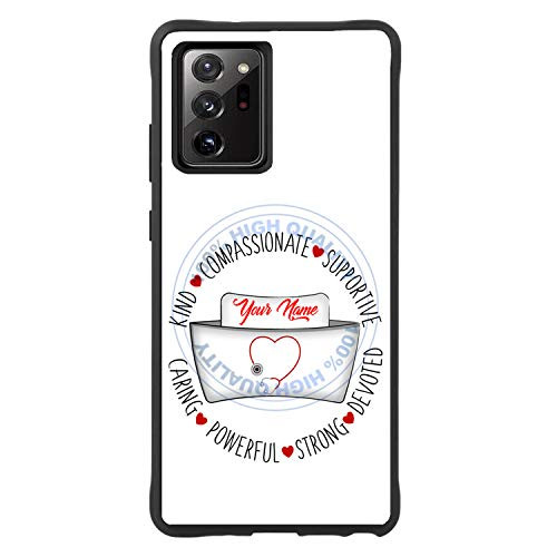 BRGiftShop Personalized Custom Name Nurse Word Circle Rubber Phone Case for Samsung Galaxy Note 20 Ultra