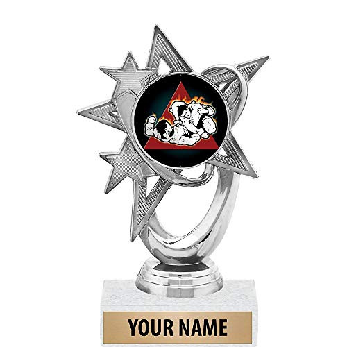 5.5 inch Silver Jiu Jitsu Triangle Hold Trophies Custom Astral Star Jiu Jitsu Triangle Hold Trophy Award Prime