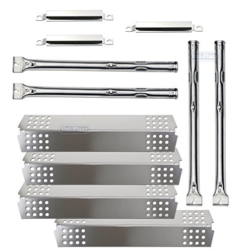 Uniflasy Gas Grill Burner & Heat Shield Plate Tent/Burner Cover & Crossover Channel Replacement Parts Kit for Charbroil 463241113, 463449914 Models Uniflasy Gas Grill Burner & Heat Shield Plate Tent/Burner Cover & Crossover Channel Replacement Parts Kit for Charbroil 463241113, 463449914 Models