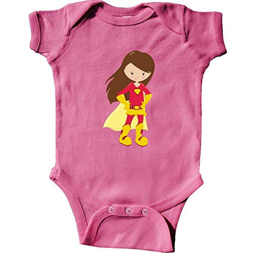 inktastic Superhero Girl Brown Hair Infant Creeper 24 Months Raspberry 3c0f9