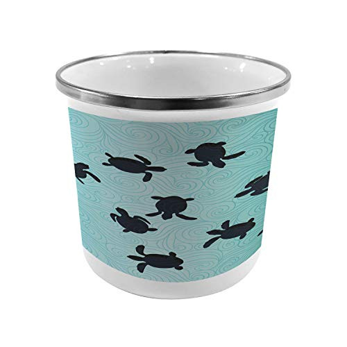 Ambesonne Marine Steel Camping Mug Baby Sea Turtles Swimming Silhouette from The Bottom of Ocean Underwater Display Printed Thermal Cup for Camping and Outdoor Activities Teal Dark Blue Ambesonne Marine Steel Camping Mug Baby Sea Turtles Swimming Silhouette from The Bottom of Ocean Underwater Display Printed Thermal Cup for Camping and Outdoor Activities Teal Dark Blue