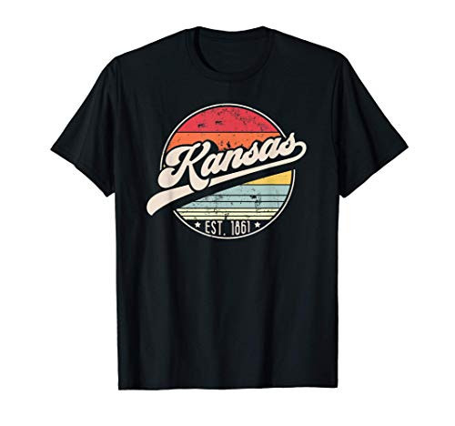 Retro Kansas Home State KS Cool 70s Style Sunset T-Shirt
