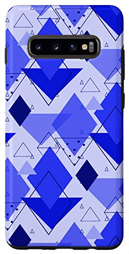 Galaxy S10 Plus Blue Purple Retro 80s Geometric Triangle Shapes Pattern Gift Case
