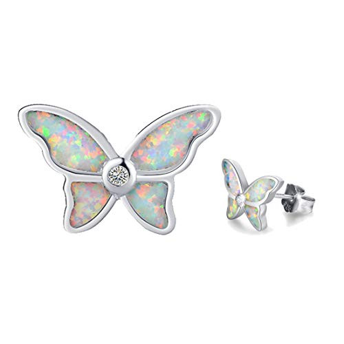 FANCIME 925 Sterling Silver Created Fire Opal Butterfly Stud Earrings Small Cute Dainty Elegant Fine Jewelry For Women Girls FANCIME 925 Sterling Silver Created Fire Opal Butterfly Stud Earrings Small Cute Dainty Elegant Fine Jewelry For Women Girls