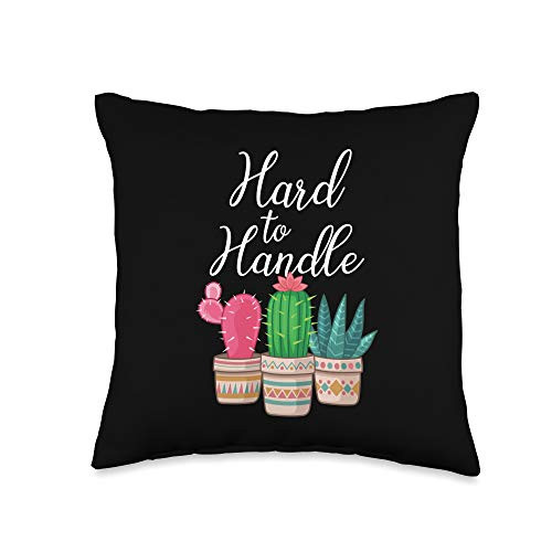 Succulent Plants Tees By Clousky Co. Hard To Handle Pink Green Cactus Succulent Plant Lover Gift Throw Pillow 16x16 Multicolor
