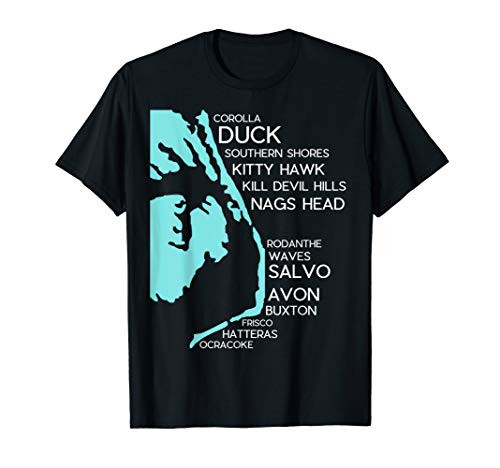Outer Banks North Carolina T Shirt Map OBX NC Souvenir Outer Banks North Carolina T Shirt Map OBX NC Souvenir