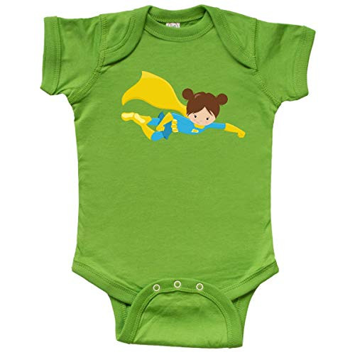 inktastic Superhero Girl Brown Hair Infant Creeper 24 Months Apple Green 3c0fa