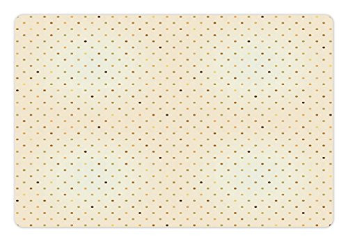Lunarable Vintage Pet Mat for Food and Water Retro Style Nostalgic Polka Dots Background with Little Rounds on Pastel Display Rectangle Non-Slip Rubber Mat for Dogs and Cats Cream