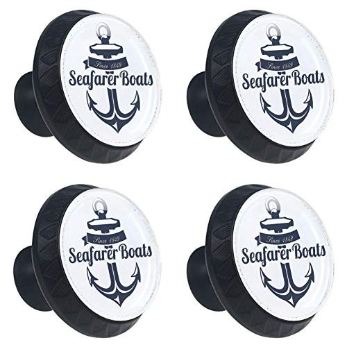 TIKISMILE Anchor Drawer Knob Pull Handle Crystal Glass Circle Shape Cabinet Drawer Pulls Cupboard Knobs with Screws for Home Office Cabinet Cupboard -4 Pieces-