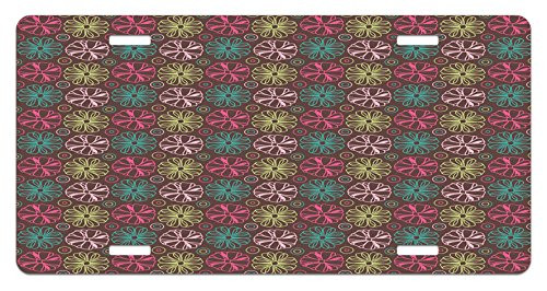 Ambesonne Colorful License Plate Pattern with Different Colored Bows and Circles Happy Celebration Birthday Theme High Gloss Aluminum Novelty Plate 5.88 inch X 11.88 inch Multicolor