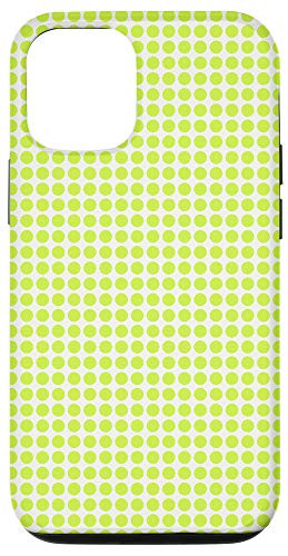iPhone 12/12 Pro Cute Retro Simple Lime Green Geometric Circle Grid Pattern Case