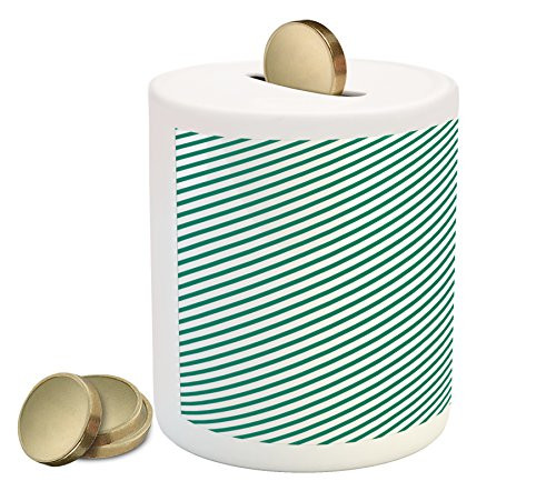 Lunarable Green Piggy Bank Diagonally Striped Pattern Fresh Forest Colors Simple Contemporary Display Printed Ceramic Coin Bank Money Box for Cash Saving Forrest Green White Lunarable Green Piggy Bank Diagonally Striped Pattern Fresh Forest Colors Simple Contemporary Display Printed Ceramic Coin Bank Money Box for Cash Saving Forrest Green White