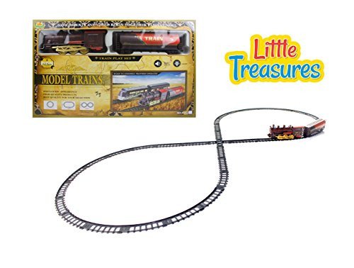 Little Treasures Steam Engine with Oil Tanker Ancient Looking Train Set the Train Rumbles Down the Tracks to Deliver the Load A Fun Exciting Locomotive Toy for Parents and Kids to Enjoy Playtime
