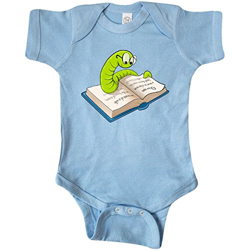inktastic Cute Bookworm Reading Lines Infant Creeper Newborn Light Blue 29129