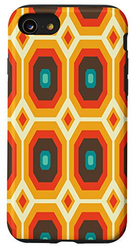 iPhone SE -2020- / 7 / 8 Yellow Orange Brown Teal Mid Century Modern Pattern Vintage Case