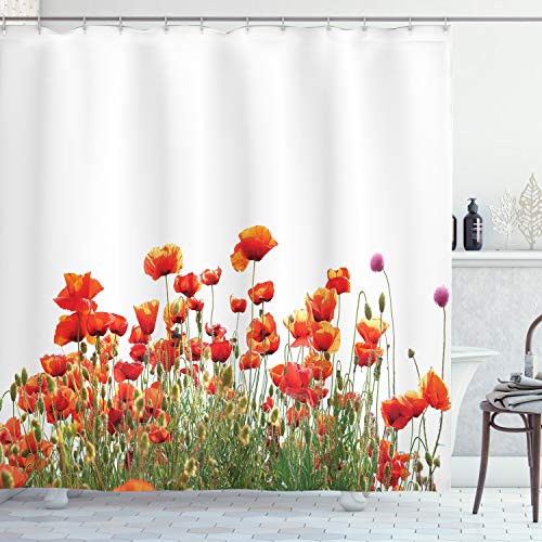 Ambesonne Flower Shower Curtain Poppies Spring Field Countryside Botanical Nature Meadow Landscape Print Cloth Fabric Bathroom Decor Set with Hooks 75 inch Long Scarlet White Ambesonne Flower Shower Curtain Poppies Spring Field Countryside Botanical Nature Meadow Landscape Print Cloth Fabric Bathroom Decor Set with Hooks 75 inch Long Scarlet White