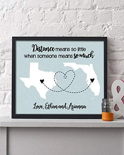 Personalized Going Away Paper Art Print - Long Distance Map Gift - Unique Friend Gift - Personalized Going Away - Best Friend Gift - Best Friend Long Distance Map - Graduation Gift for Friend