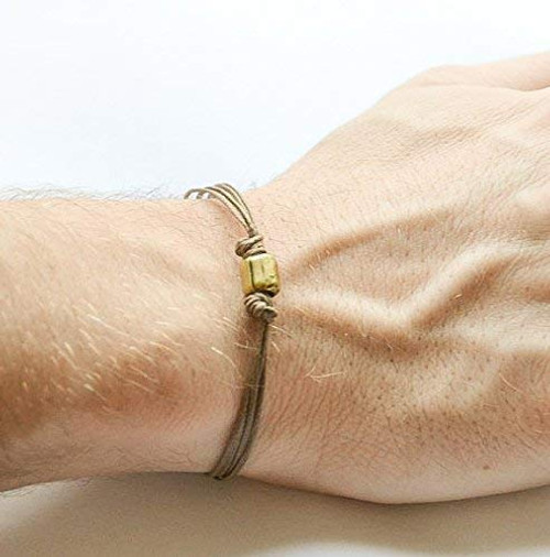 Brown cord bracelet mens bracelet bronze tube charm brown cord bracelet for men gift for him mens wristband Brown cord bracelet mens bracelet bronze tube charm brown cord bracelet for men gift for him mens wristband
