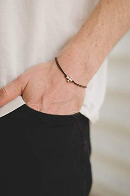 Cross bracelet for men groomsmen gift mens bracelet with a small silver cross charm brown cord gift for him christian catholic jewelry Cross bracelet for men groomsmen gift mens bracelet with a small silver cross charm brown cord gift for him christian catholic jewelry