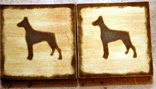 Doberman Pinscher Coasters Square Set of 2 Ceramic Tile Brown