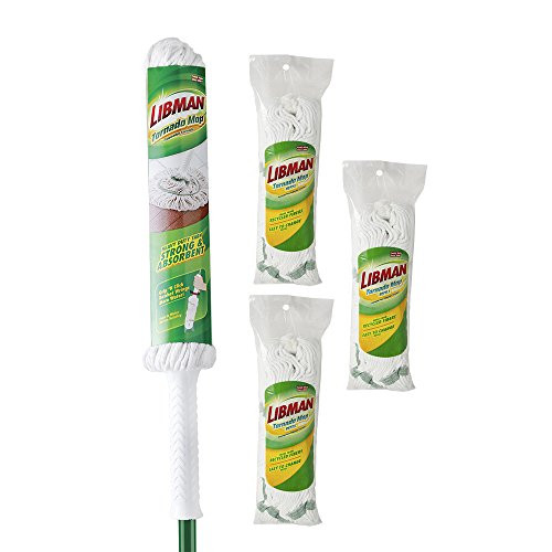 Libman Tornado Mop Refills Kit 4 Pack, White Green