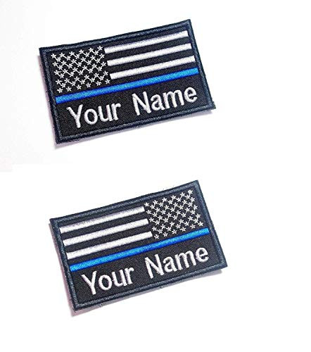 DREAM ARMY Custom Name Thin Blue LINE Police SWAT USA Flag 9X5.5 cm Morale Patch Hook Backing