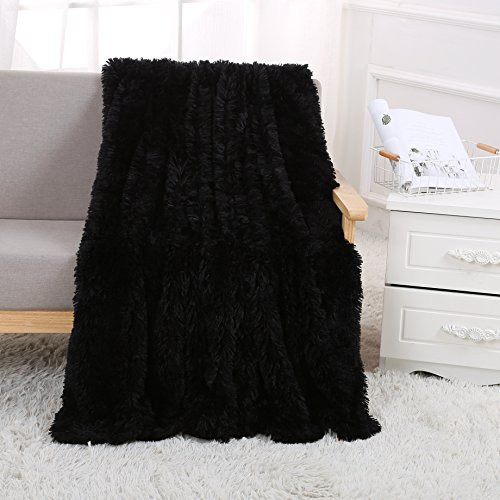 YOUSA Super Soft Shaggy Faux Fur Blanket Ultra Plush Decorative Throw Blanket 51''x63'', Black YOUSA Super Soft Shaggy Faux Fur Blanket Ultra Plush Decorative Throw Blanket 51''x63'', Black