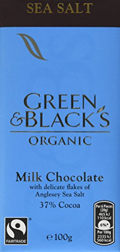 GREEN  and  BLACKS Organic Chocolate Bar Milk Sea Salt 3.5 OZ