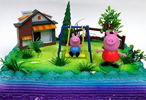 PEPPA PIG 12 Piece Birthday CAKE Topper Set, Featuring Peppa Pig and George Pig, Decorative Themed Accessories, Figures Average 3" Tall