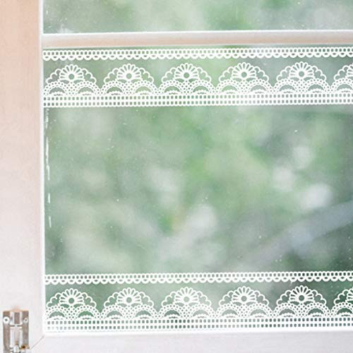 Iusun Lace Mirror Stickers Waist Line DIY Wall Paper Removable Self-Adhesive Art Mural for Bedroom Living Room Restaurant Kids Nursery Kindergarten Mall Decoration -A-